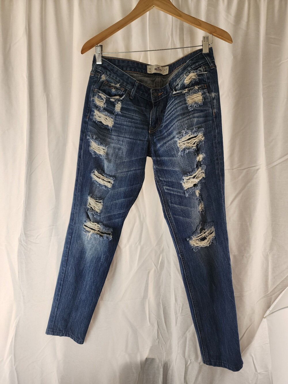 Hollister Blue Distressed Ripped Denim Jeans W28 L31